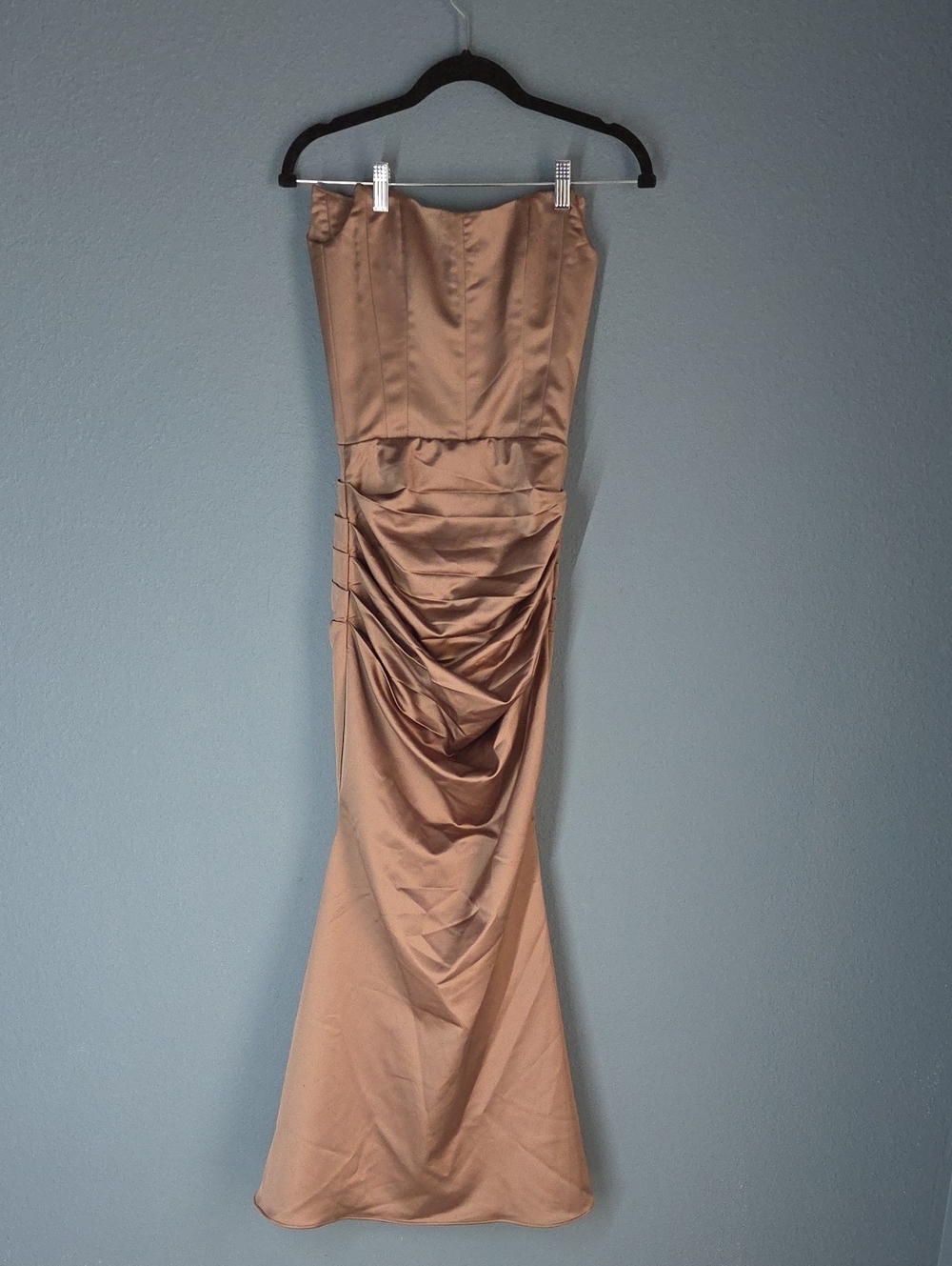 Homecoming Bonung Strapless Ruched Satin Maxi Skirt - Tan